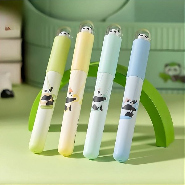 Kit de Caneta Marca Texto Tons Pasteis - Macaron - Panda - Ponta Cinzel 1,0-4,0mm - 1 unidade - Deli - Rizzo