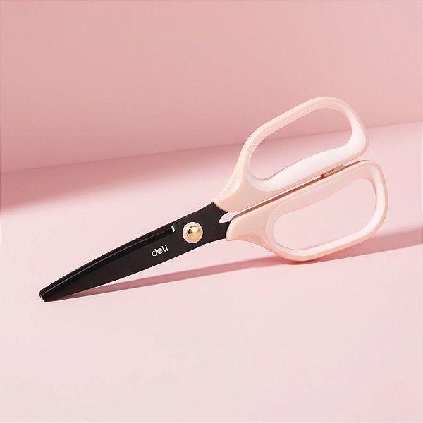 Tesoura Black Simétrica com Grip Emborrachado - Rosa - 17,5cm - 1 unidade - Deli - Rizzo