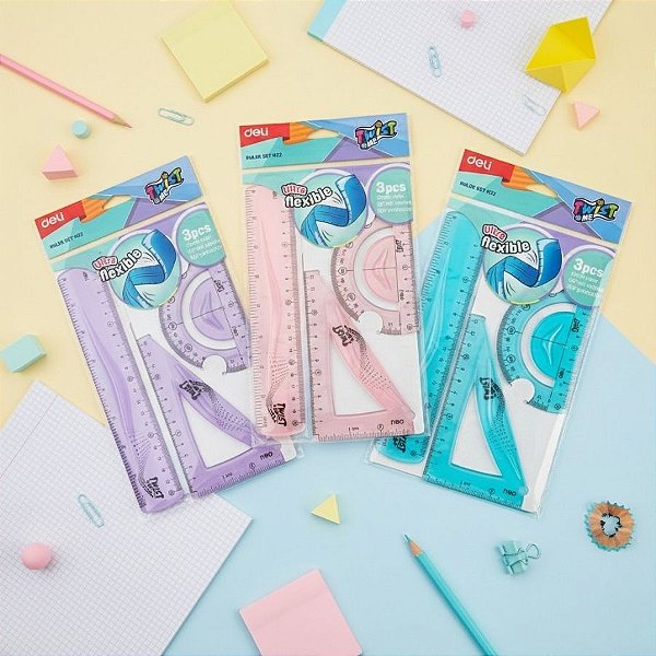 Conjunto para Desenho 1º Grau - Flexível - Sortido - 20cm - 1 unidade - Deli - Rizzo
