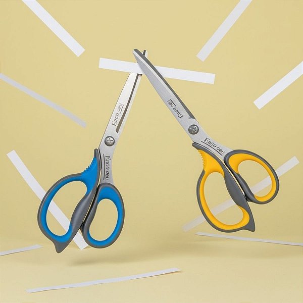 Tesoura Inox Ergonômica com Grip Emborrachado - Sortido - 21cm - 1 unidade - Deli - Rizzo