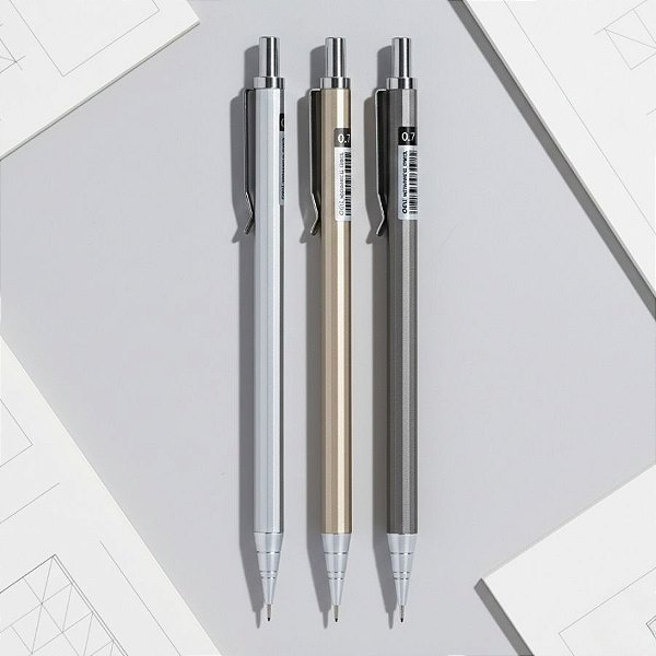 Lapiseira Redonda Metálica Premium - Ponta 0.7mm - Sortido - Caixa - 36 unidades - Deli - Rizzo