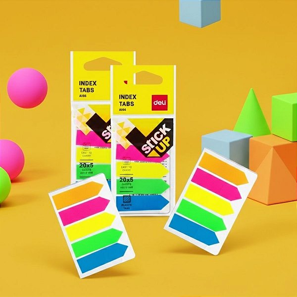 Marcador de Página Adesivo Seta - Filme Plástico - Sortido - 4,5cm - Caixa - 24 unidades - Deli - Rizzo