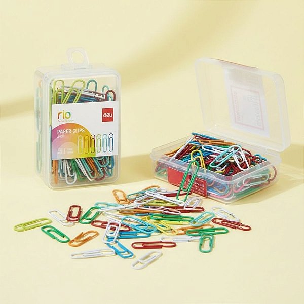 Clipes de Metal para Papel - 6 Cores - 2,9cm - 100 unidades - Deli - Rizzo