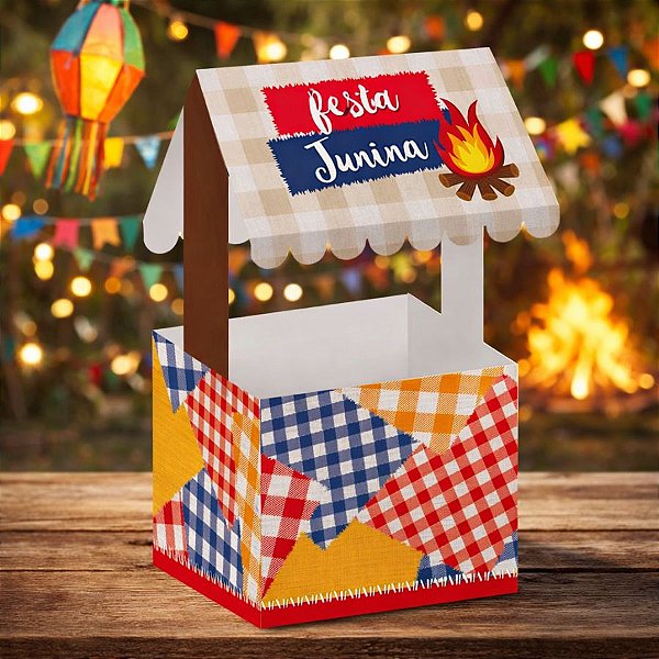 Cachepot  Barraca Festa Junina - Xadrez Junino 2 - 10x19,5cm - 8 unidades - Cromus - Rizzo