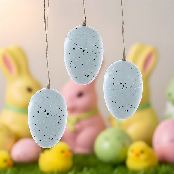 Saco de Ovinhos de Páscoa Decorativos para Pendurar - Azul - 6x4x4cm - 9 unidades - Cromus - Rizzo