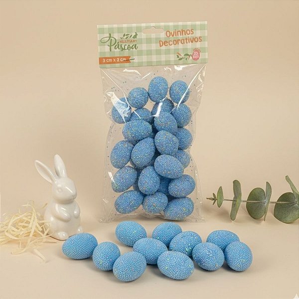 Ovinhos de Páscoa Decorativos Granulados Azul - 3cm  - 25 unidades - Rizzo