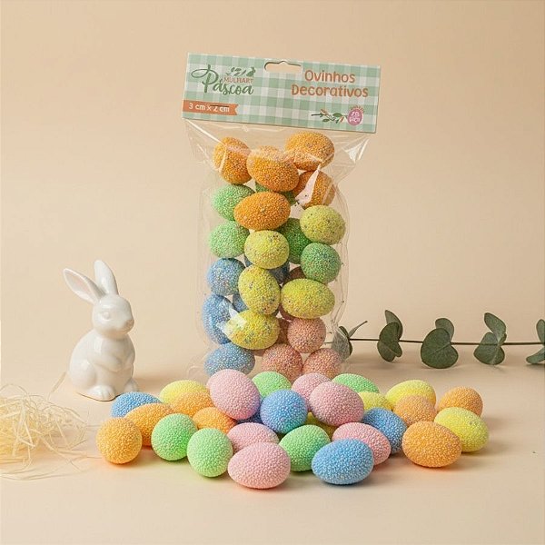 Ovinhos de Páscoa Decorativos Granulados Coloridos - 3cm  - 25 unidades - Rizzo