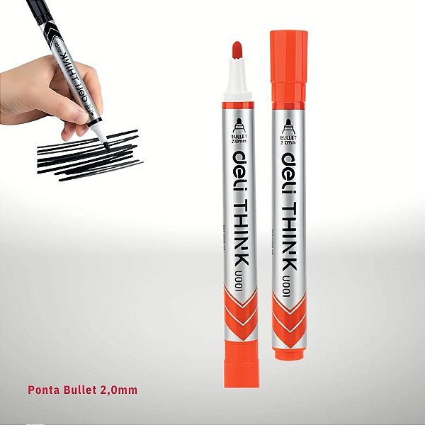 Marcador de Quadro Branco - Ponta Bullet 2mm Vermelho - Caixa - 12 unidades - Deli - Rizzo