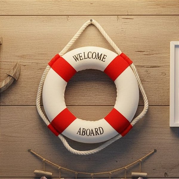Enfeite Decorativo Para Pendurar - Boia Salva-Vidas - Vermelho e Branco - 15x15cm - 1 unidade - Rizzo