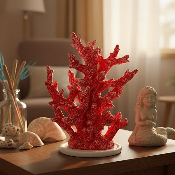 Enfeite Decorativo de Resina - Coral - Vermelho - 23x18cm - 1 unidade - Rizzo