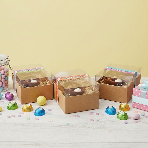 Caixa para Meio Ovo de 250g com Cinta - Coelho Esconder - 6 unidades - Rizzo