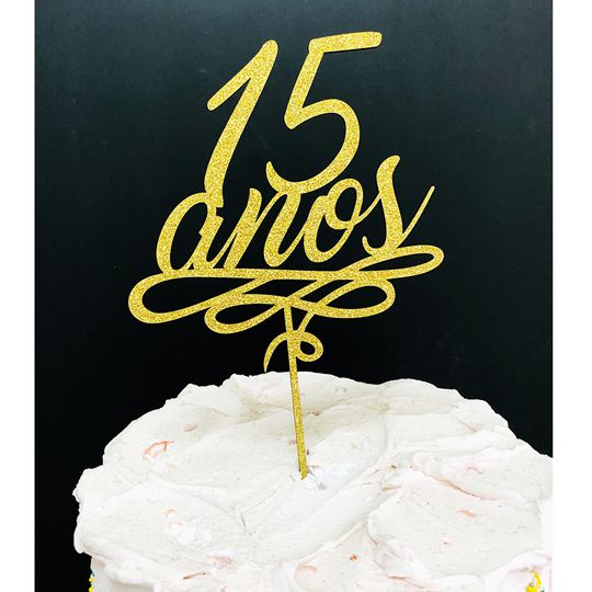 Topo de Bolo 15 Anos Glitter Rose Gold Sonho Fino Rizzo Confeitaria