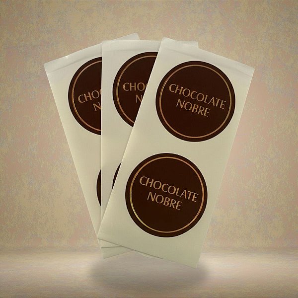 Adesivo Redondo "Chocolate Nobre" - Ref. 2437 -  Hot Stamping - 4x4cm - 30 unidades - Stickr - Rizzo