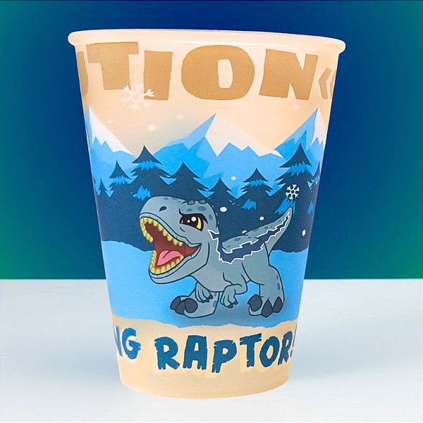 Copo de Plástico Dinossauros - Attacking Raptor - 280ml - 1 unidade - Plasútil - Rizzo