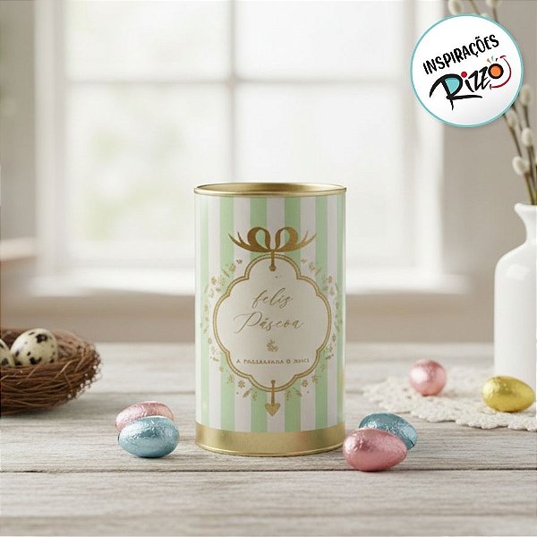 Lata Rígida Para Ovos de 250g - Quinn - Verde - 9x16cm - 1 unidade - Cromus - Rizzo