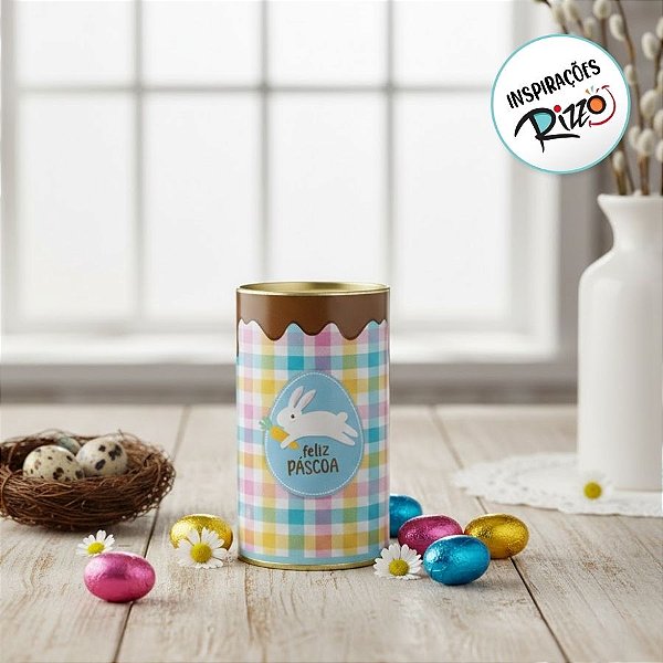 Lata Rígida Para Ovos de 250g - Jump Xadrez - 9x16cm - 1 unidade - Cromus - Rizzo