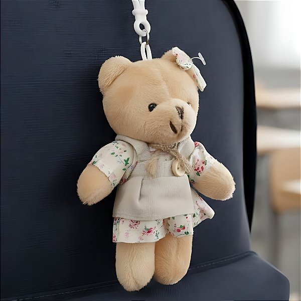 Chaveiro Ursa de Pelúcia - Macacão e Saia - 8x13x5cm - 1 unidade - Rizzo - Rizzo