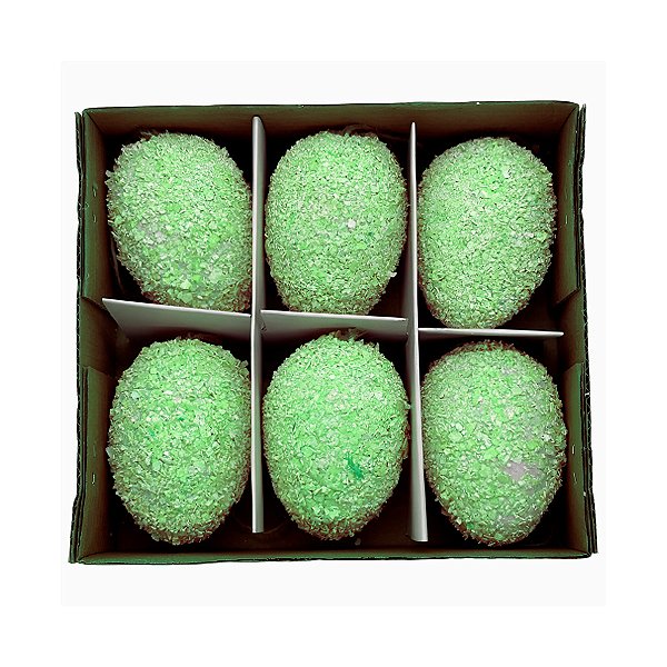 Ovinhos de Páscoa Decorativos para Pendurar - Verde Granulado - 6cm - 6 unidades - Rizzo