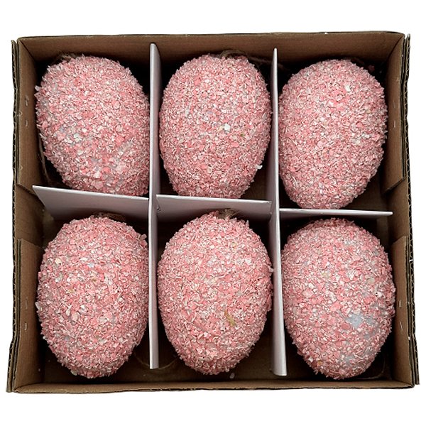 Ovinhos de Páscoa Decorativos para Pendurar - Rosa Granulado - 6 unidades - Rizzo