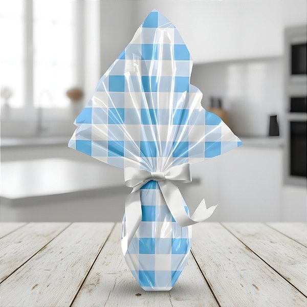 Papel Seda - 50x70cm - Xadrez Azul Claro - 50 unidades - Rizzo