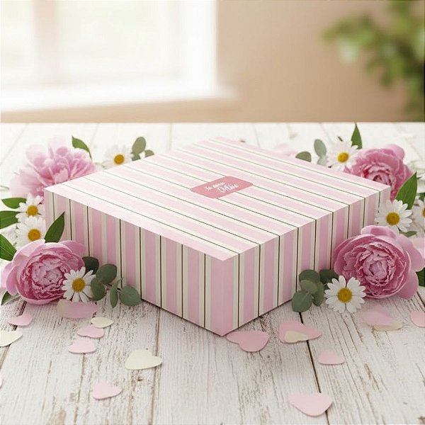 Caixa Retangular Tampa e Fundo - Mãe Essência - 20x7x21cm - 5 unidades - Regina - Rizzo