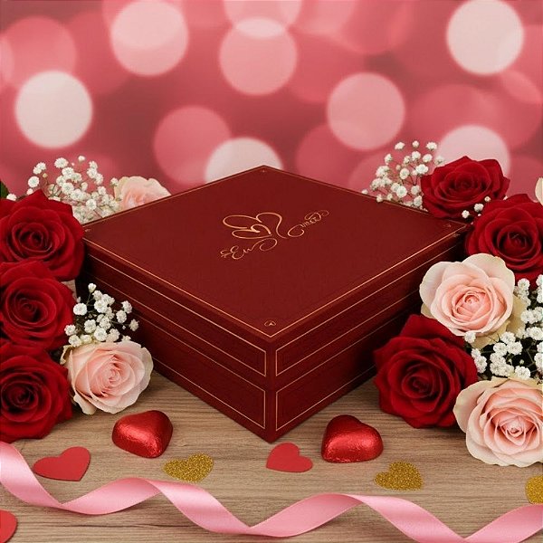 Caixa Quadrada Para Prensete - Toque de Amor - 17x17x5cm - 5 unidades - Regina - Rizzo