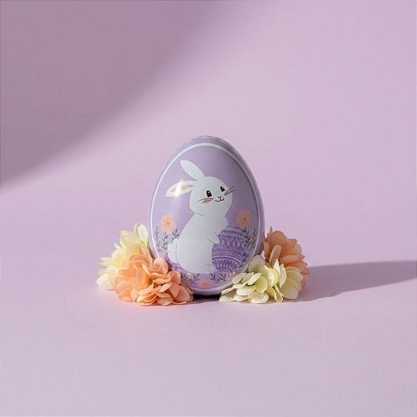 Ovo de Metal de Páscoa - Jardim do Coelho - Roxo - 6,6x4,7x5,1cm - 1 unidade - Rizzo