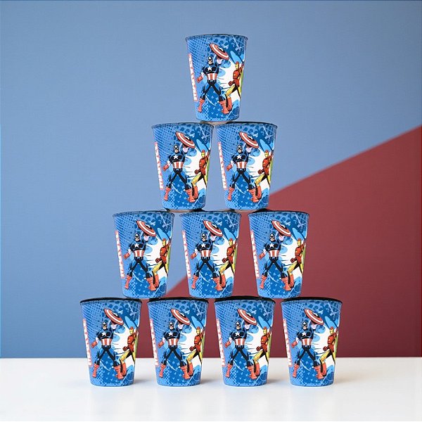 Kit 10 Copos para Lembrancinha - Capitão América - 320ml - 1 unidade - Disney Original - Plasútil - Rizzo