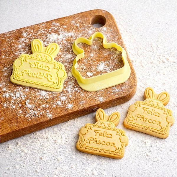 Kit Cortador Carimbo - Feliz Páscoa - 8cm - 1 unidade - BlueStar - Rizzo