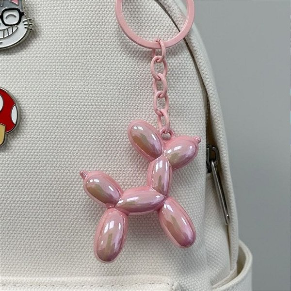Chaveiro Metal - Cachorro Balão - Rosa Bebê Furta-Cor - 5x4,5cm - 1 unidade - Rizzo
