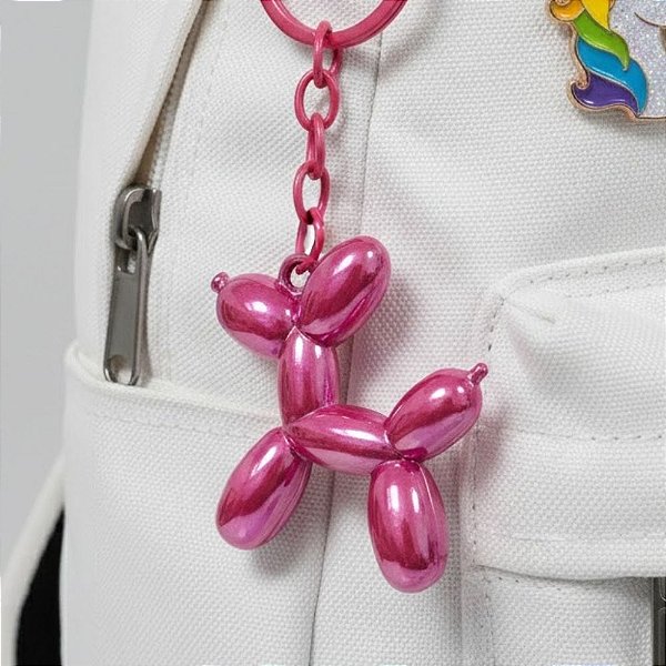 Chaveiro Metal - Cachorro Balão - Rosa Furta-Cor - 5x4,5cm - 1 unidade - Rizzo
