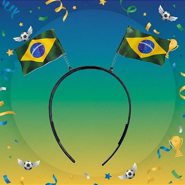 Tiara Bandeira do Brasil - Copa do Mundo - 10x16cm - 10 unidades - Rizzo