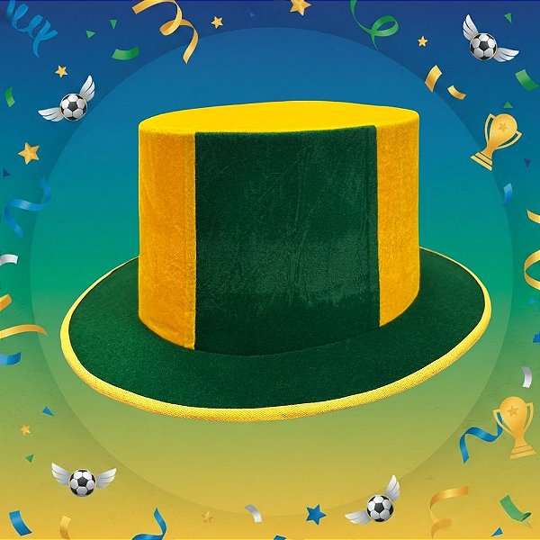 Cartola Brasil - Listras - Copa do Mundo - 21x17x11cm - 1 unidade - Rizzo