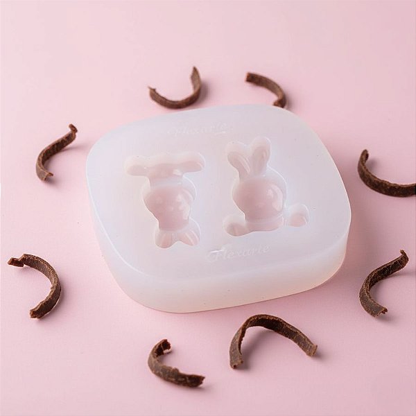 Molde de Silicone Dupla de Coelhos Ref. 286 Flexarte Rizzo Confeitaria