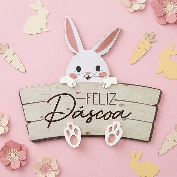 Placa Decorada Feliz Páscoa - 1 unidade - Grintoy - Rizzo