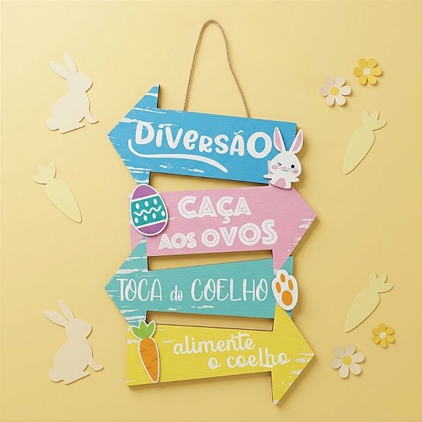 Placa Decorada de Páscoa Com Setas - 1 unidade - Grintoy - Rizzo