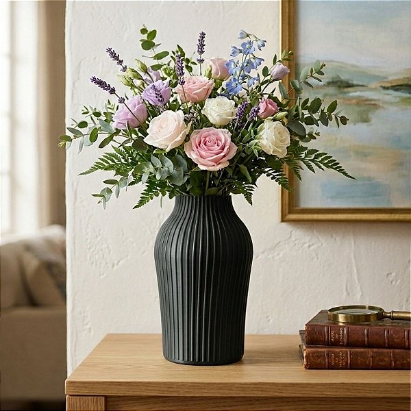 Vaso Decorativo - Romano - Preto - 18cm - 1 unidade - Rizzo