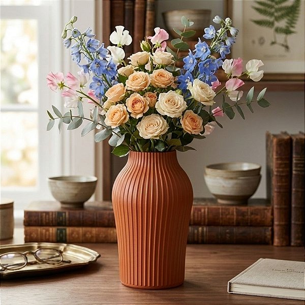 Vaso Decorativo - Romano - Marrom - 18cm - 1 unidade - Rizzo