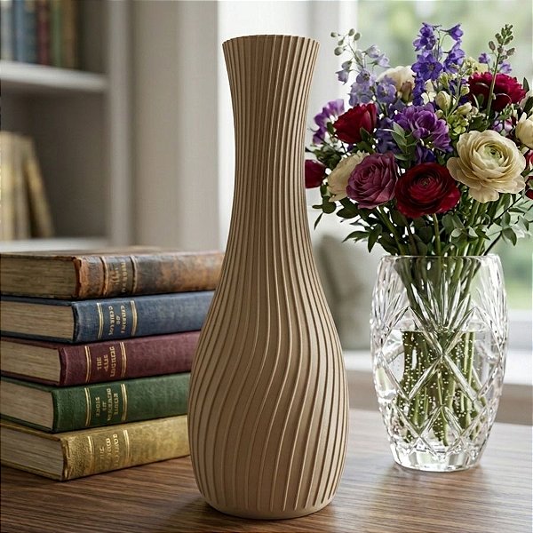 Vaso Decorativo - Espiral - Bege - 20,5cm - 1 unidade - Rizzo