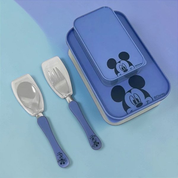 Conjunto para Lanchinho Mickey Mouse - Potes, Garfo e Colher - 1 unidade - Disney Original - Rizzo
