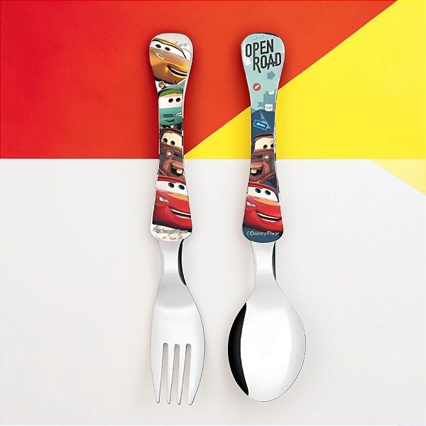 Kit Colher e Garfo Infantil - Carros - 1 unidade - Disney Original - Rizzo