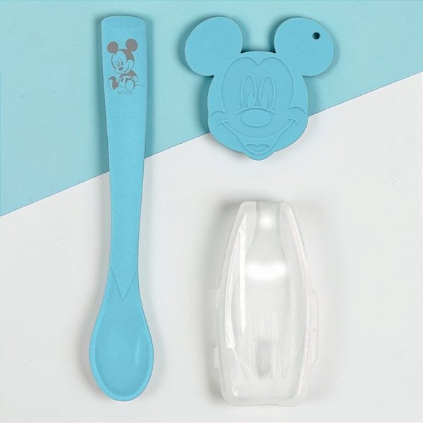 Kit Colher com Protetor e Mordedor - Mickey Mouse - 1 unidade - Disney Original - Rizzo