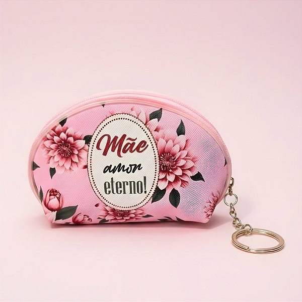 Chaveiro Bolsinha Porta Moedas - Rosa - Mãe Amor Eterno - 11x7x3cm - 1 unidade - Rizzo