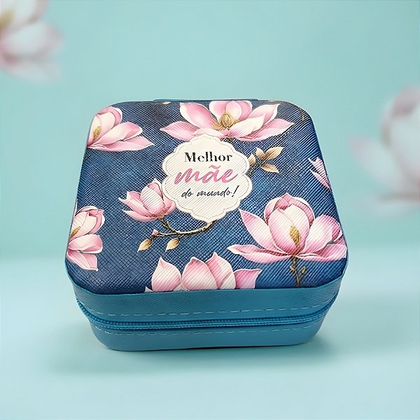 Mini Porta Jóias Portátil - Verde - Melhor Mãe do Mundo - 9,5x4,5x9,5cm - 1 unidade - Rizzo