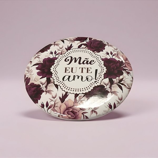 Mini Espelho Portátil - Branca - Mãe Eu Te Amo - 7,5x7,5cm - 1 unidade - Rizzo