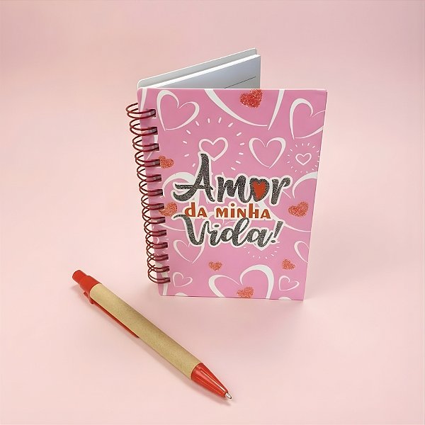 Bloco de Anotações com Caneta - 50 Folhas - Amor da Minha Vida! - 8,5x12,5cm - 1 unidade - Rizzo