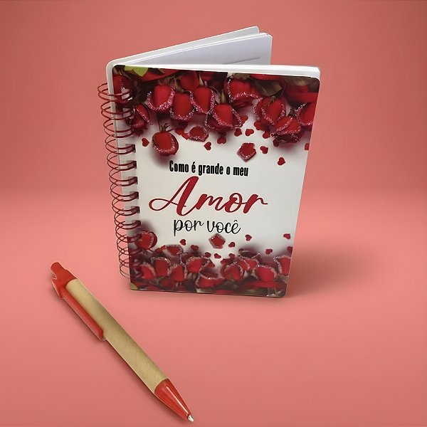 Bloco de Anotações com Caneta - 50 Folhas - Como é Grande Meu Amor Por Você - 8,5x12,5cm - 1 unidade - Rizzo