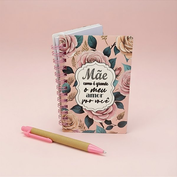 Bloco de Anotações com Caneta - 50 Folhas - Mãe Como é Grande o Meu Amor Por Você - 8,5x12,5cm - 1 unidade - Rizzo