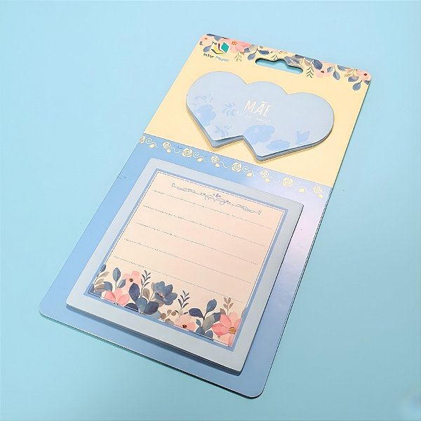 Bloco de Anotações Autoadesivo - Azul - Mãe Eu Te Amo - 7x7cm - 1 unidade - Rizzo