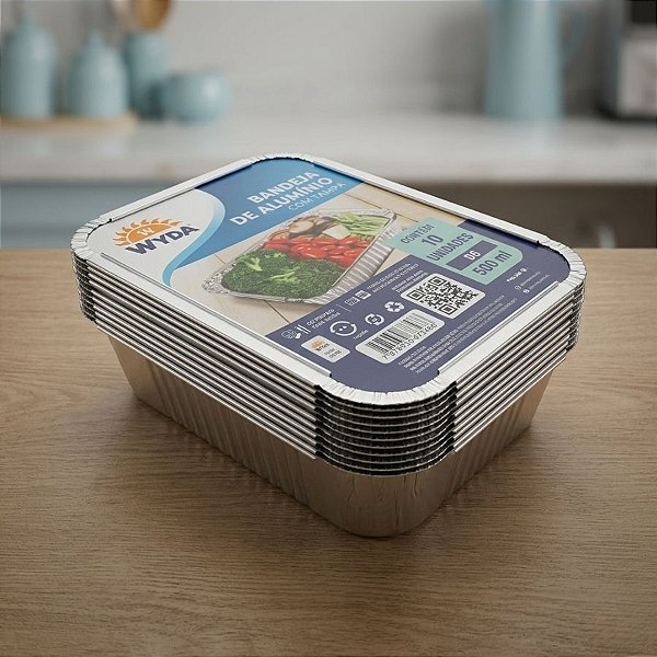 Marmita de Alumínio com Tampa Cartão Aluminizado - 500ml  - 10 unidades - Wyda - Rizzo